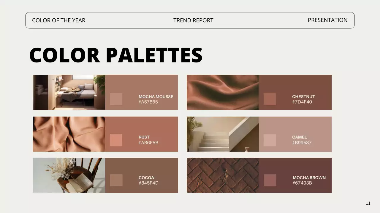 브라운 미니멀 컬러 트렌드 리포트 프레젠테이션
