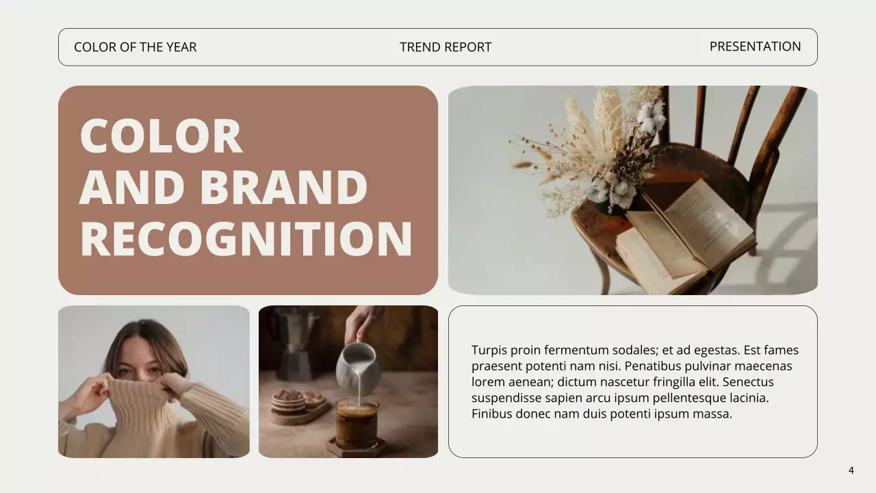 브라운 미니멀 컬러 트렌드 리포트 프레젠테이션