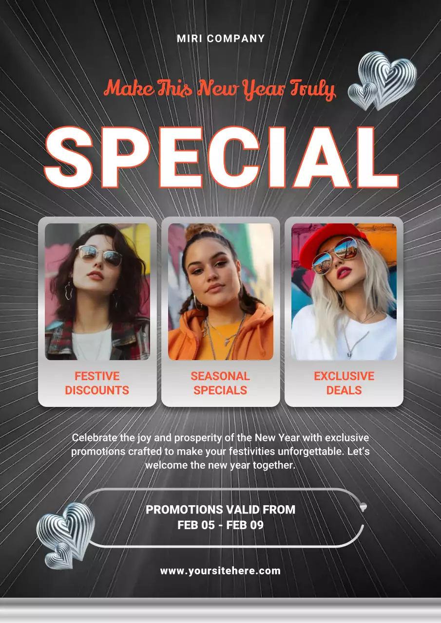 Black Modern New Year Promotion Poster