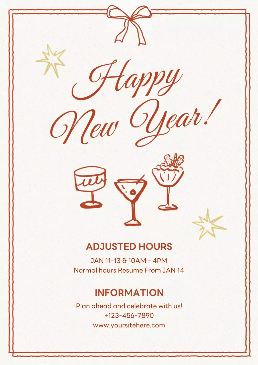 Beige Elegant New Year Announcement Poster