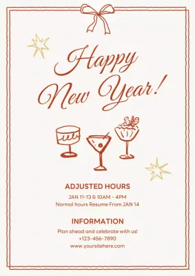 Beige Elegant New Year Announcement Poster