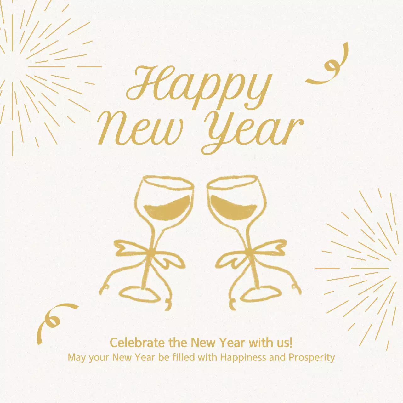 Gold Elegant New Year Invitation Social Media Post