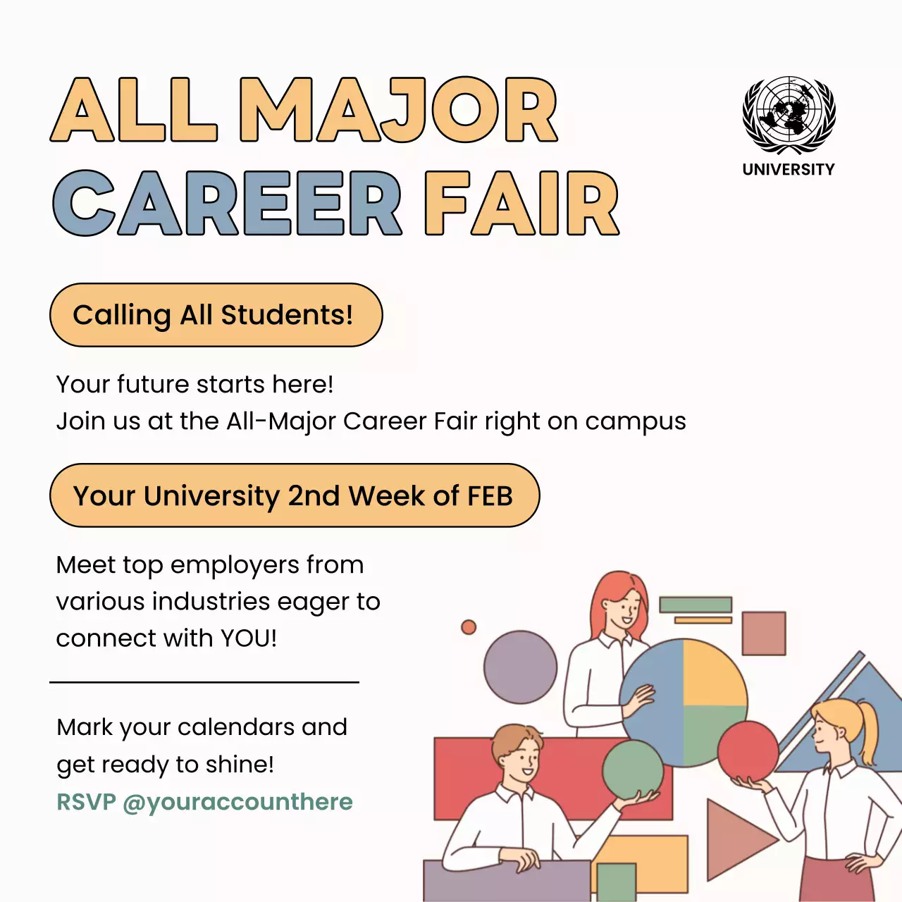 Beige Modern Career Event Invitation Social Media Post