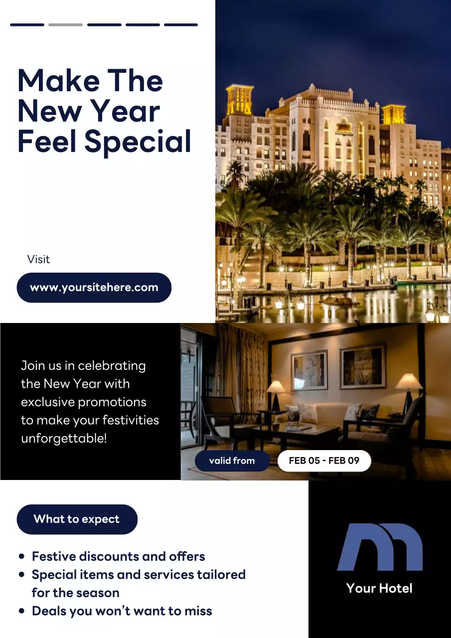 Navy Modern Hotel Promotion Poster