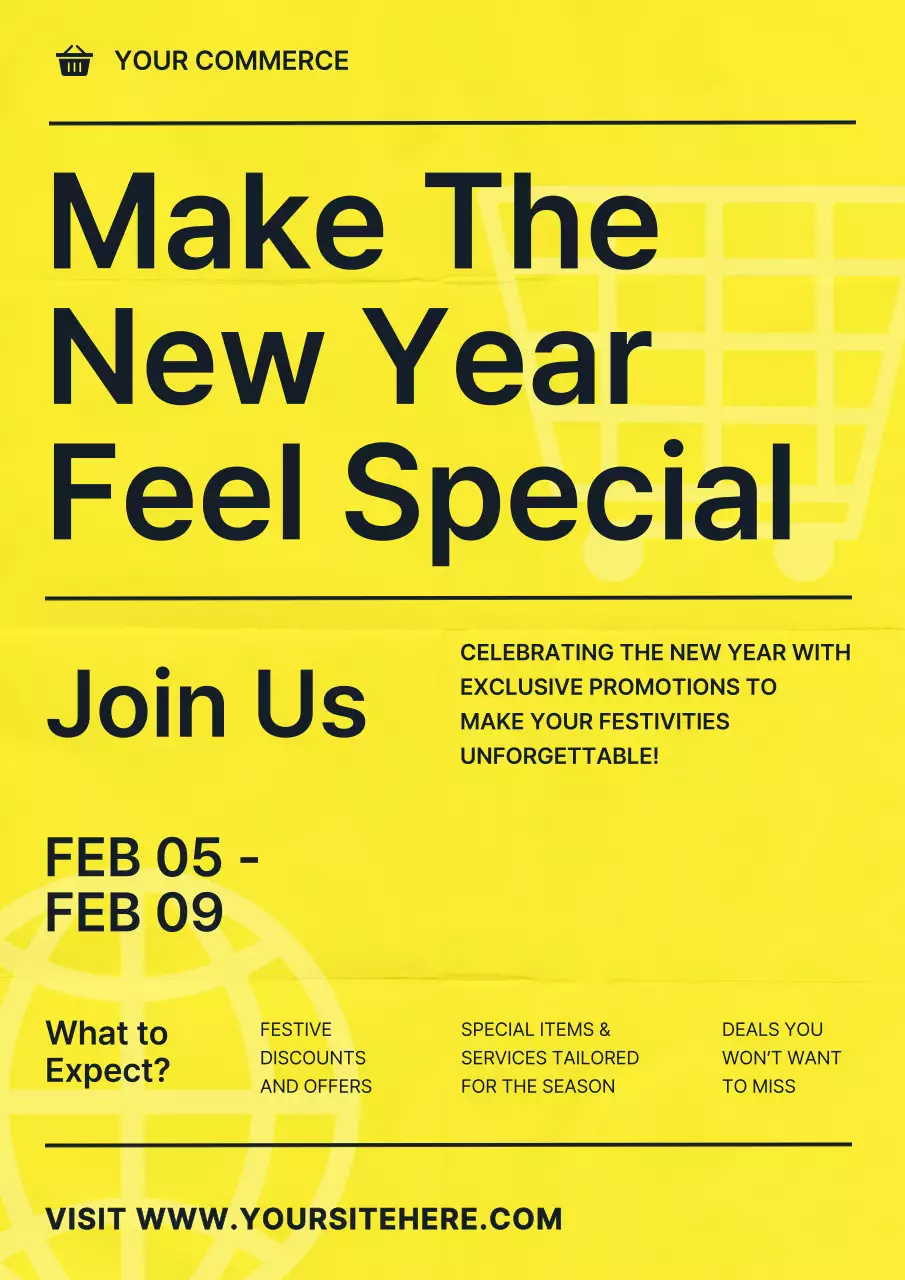 Yellow Modern New Year Promotion Poster