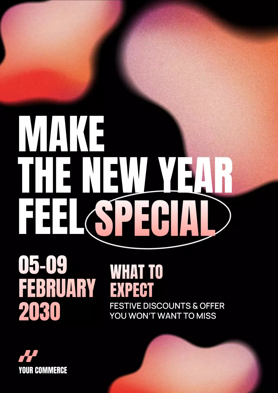 Pink Modern New Year Promotion Poster