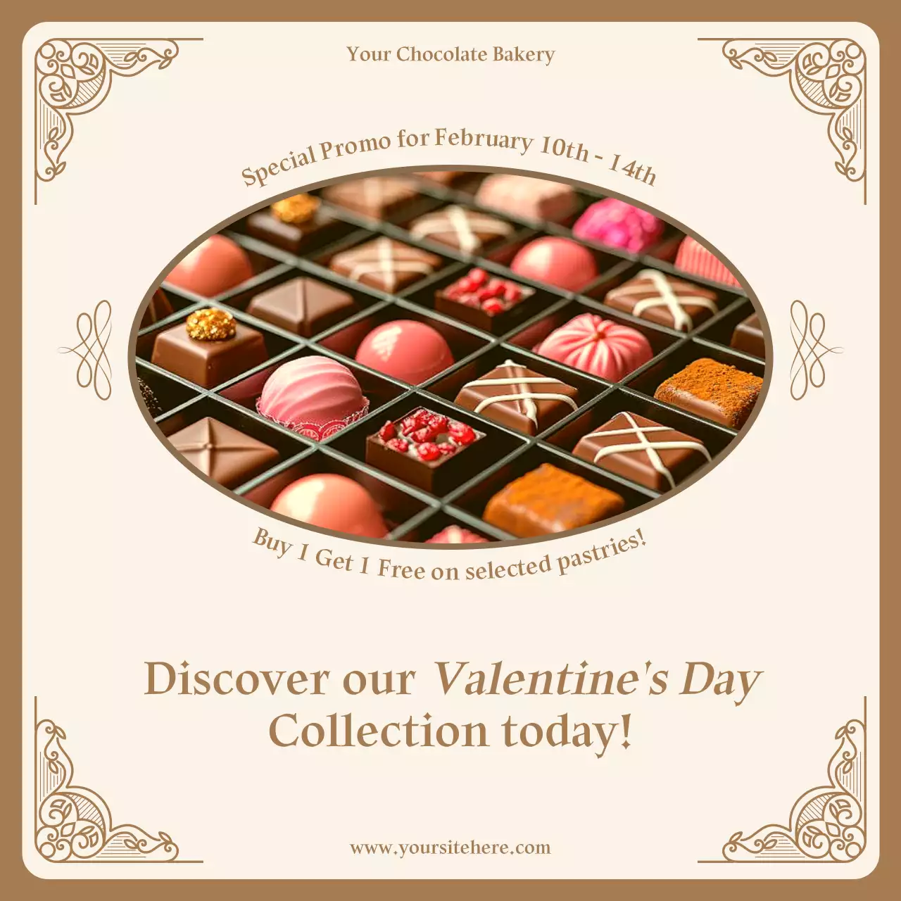 베이지 빈티지 초콜릿 프로모션 소셜 미디어 게시물