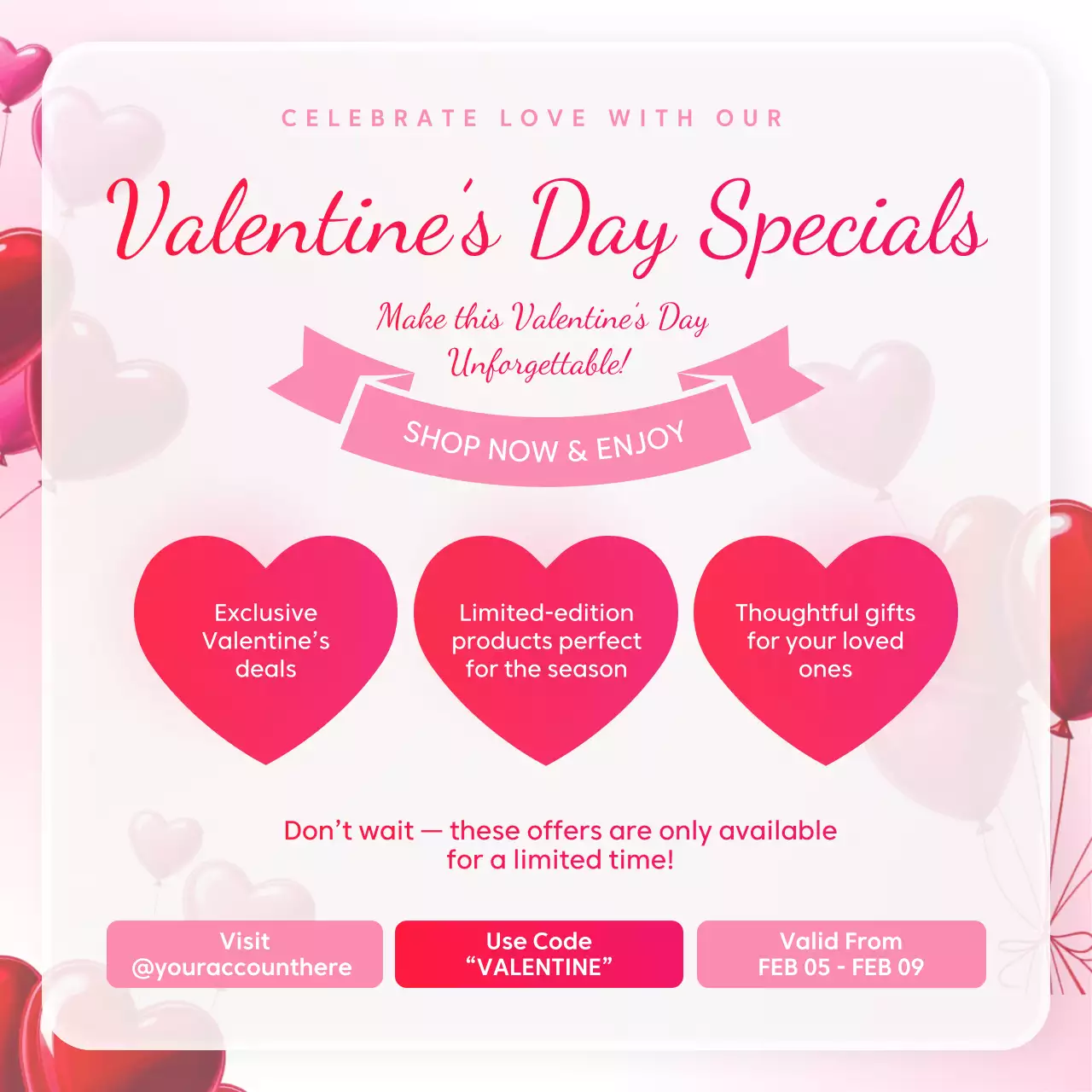 Pink Trendy Valentine's Promotion Social Media Post