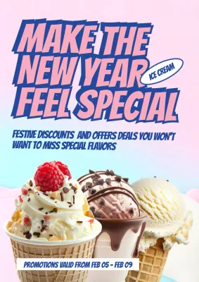 Pink Retro Ice Cream Promotion Poster