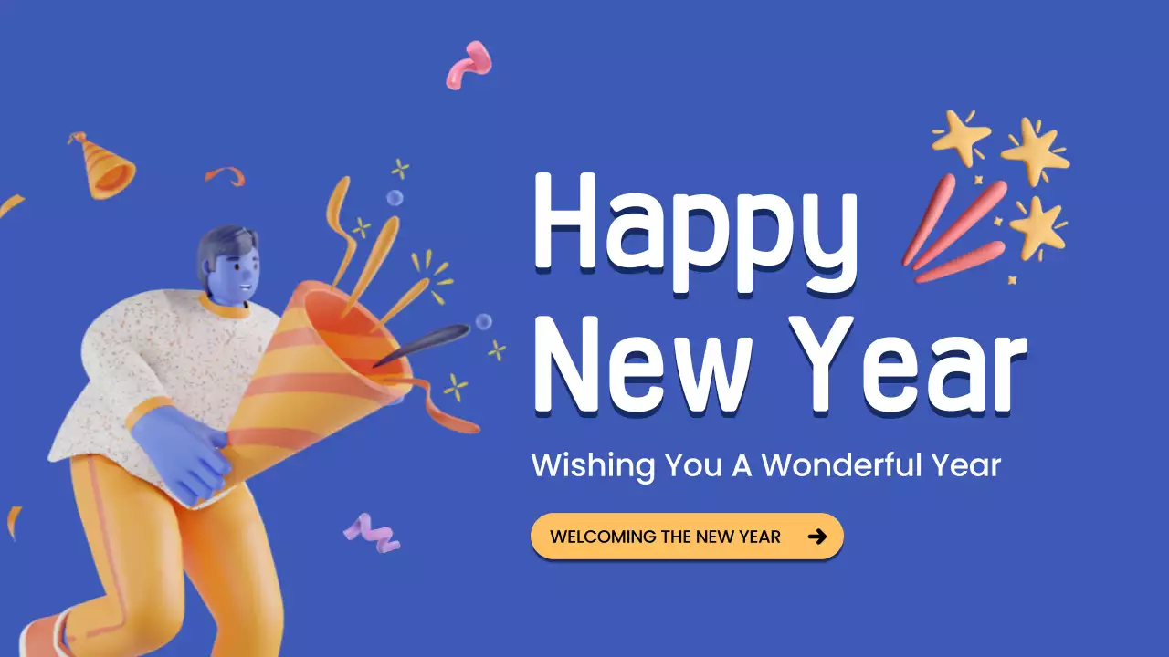 Blue Trendy New Year Invitation Presentation