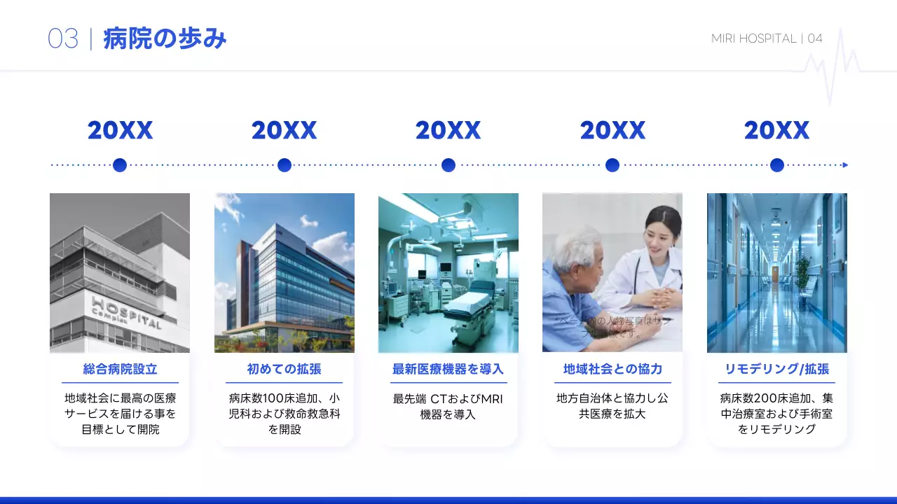 青 シンプル 病院 パンフレット プレゼンテーション