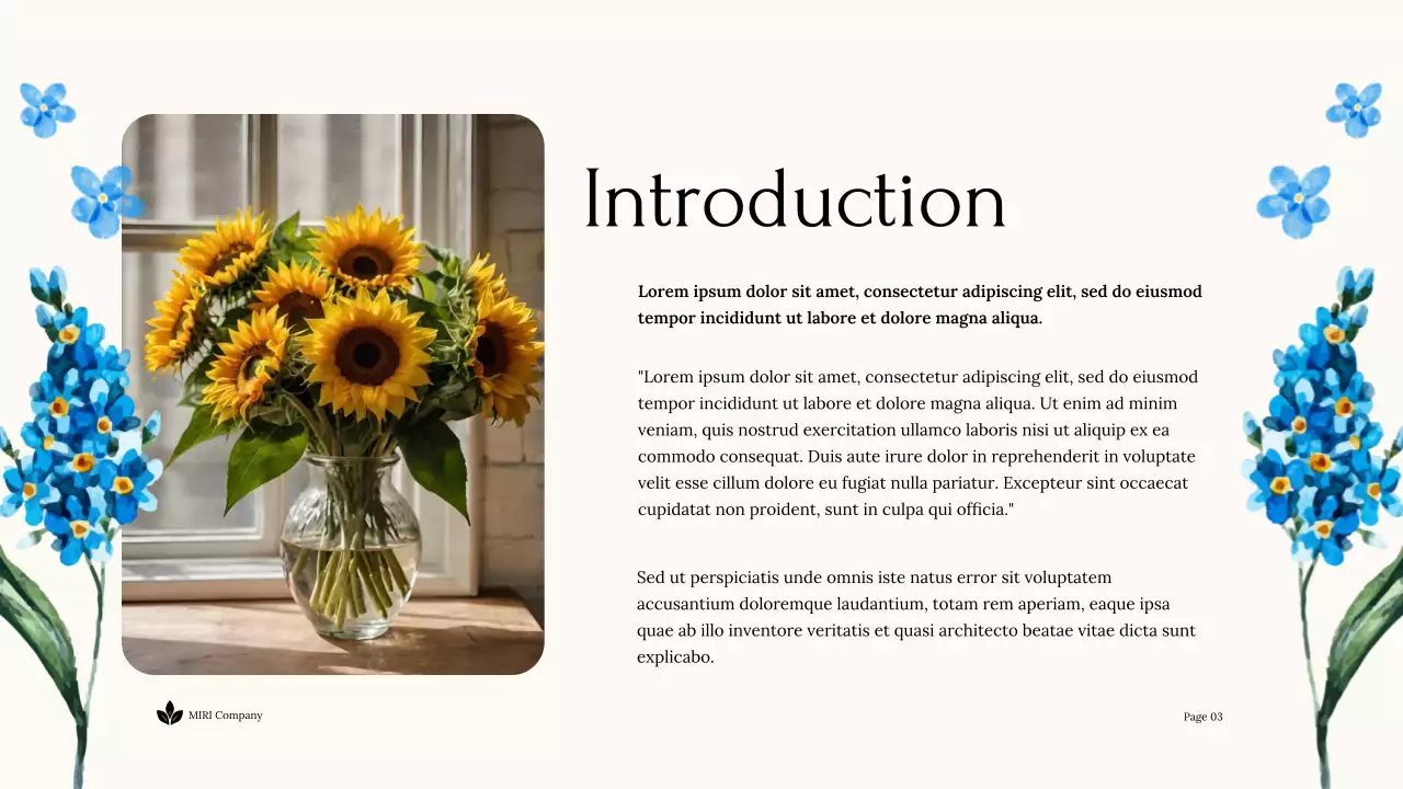 Blue Floral Sustainability Report Document Presentation