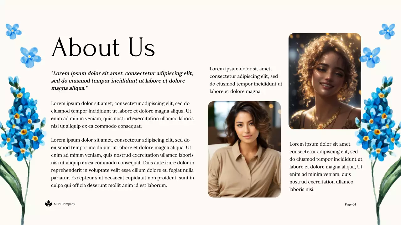 Blue Floral Sustainability Report Document Presentation