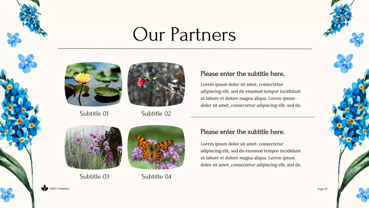 Blue Floral Sustainability Report Document Presentation