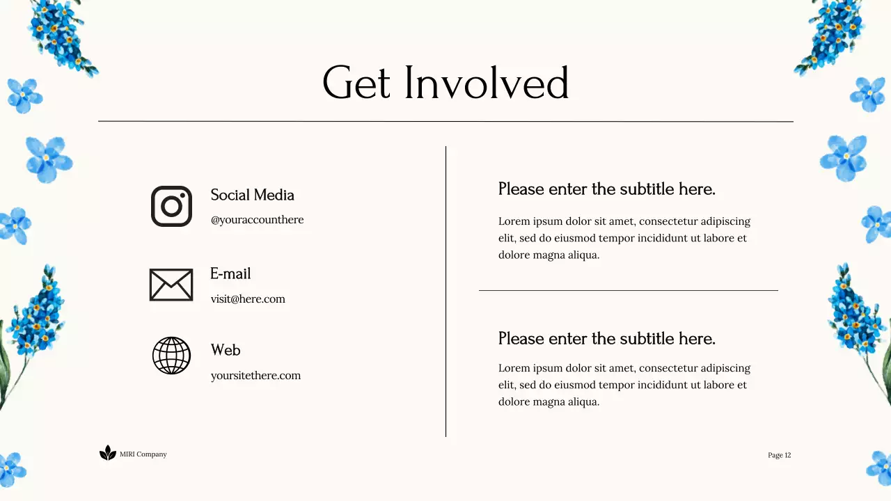 Blue Floral Sustainability Report Document Presentation