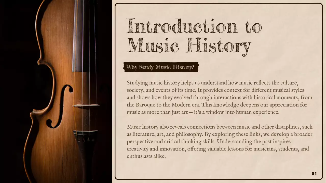 Brown Rustic Music History Presentation