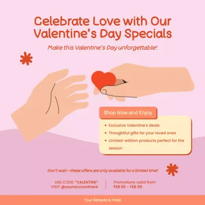 Pink Modern Valentine Promotion Social Media Post