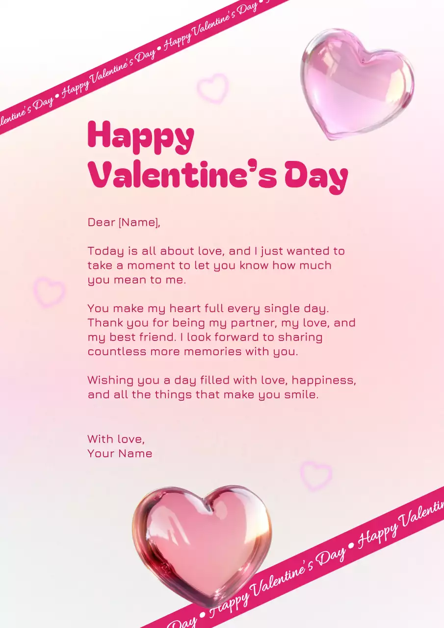 Pink Romantic Valentines Love Letter Poster