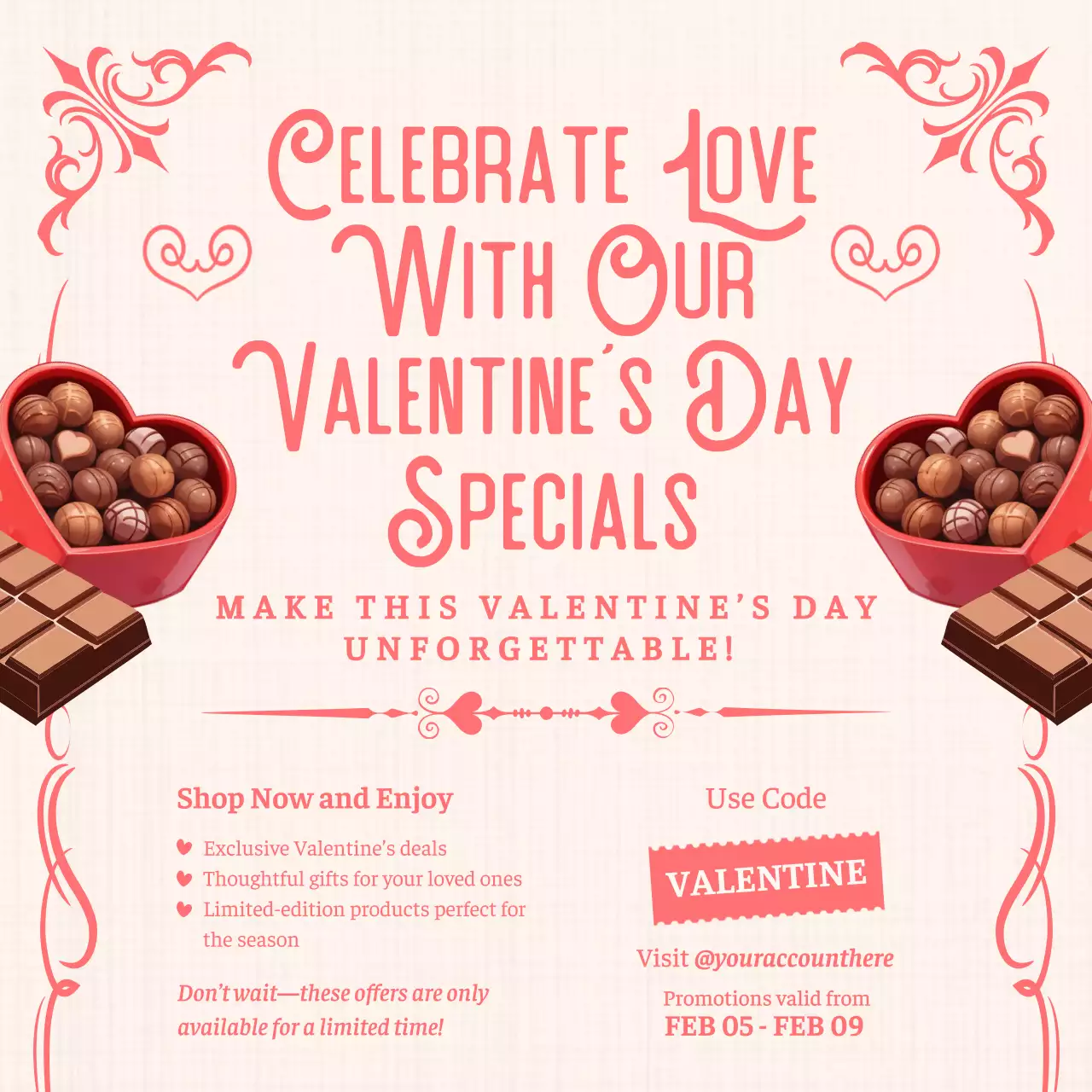 Pink Elegant Valentine Promotion Social Media Post