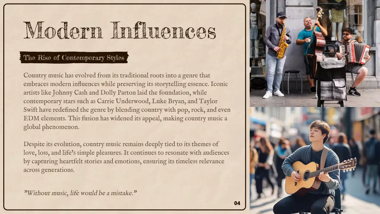 Brown Rustic Music History Presentation