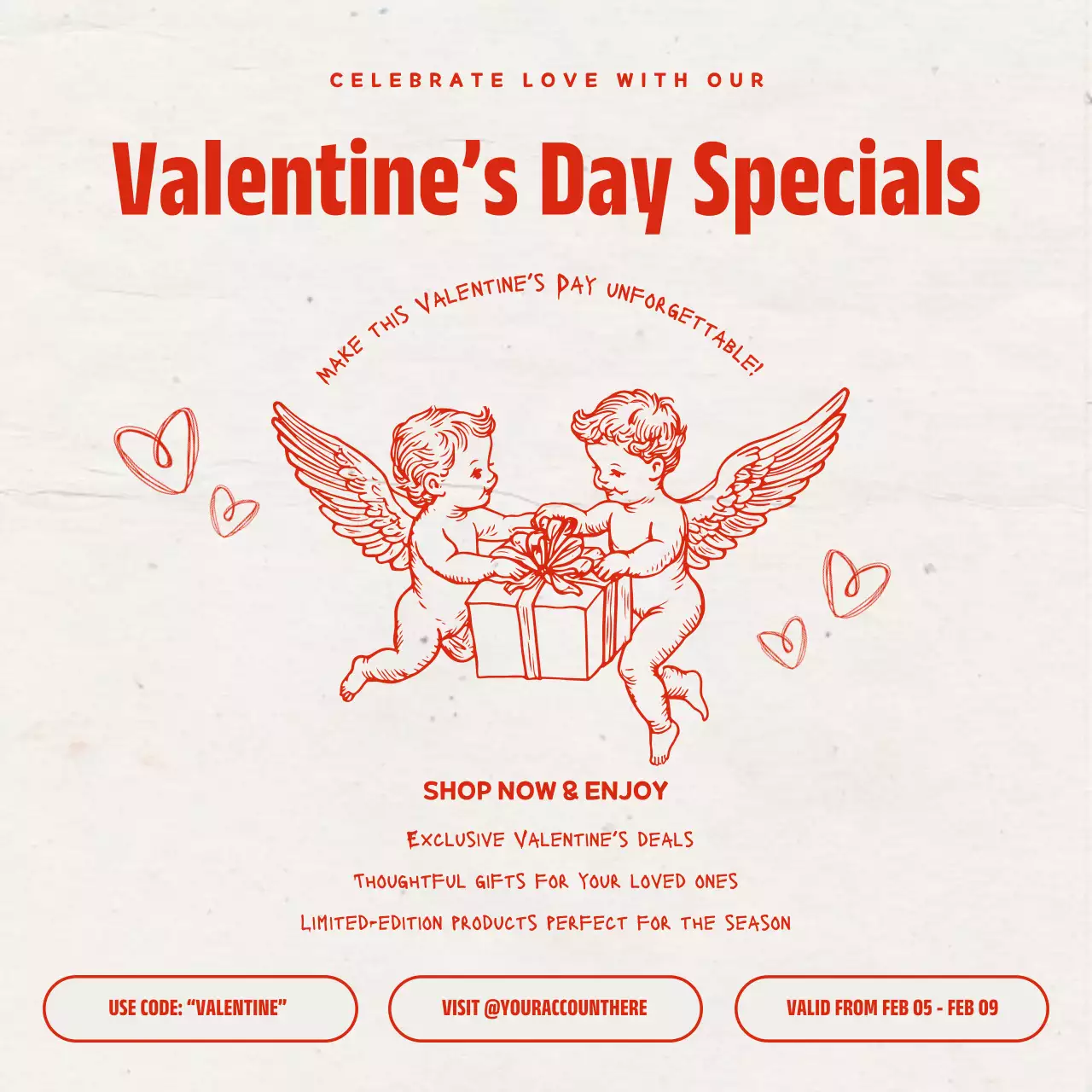 Red Vintage Valentine's Promotion Social Media Post