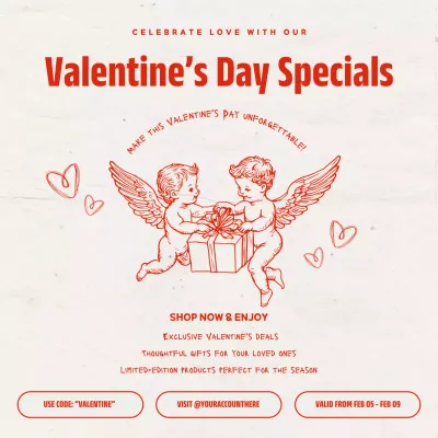 Red Vintage Valentine's Promotion Social Media Post