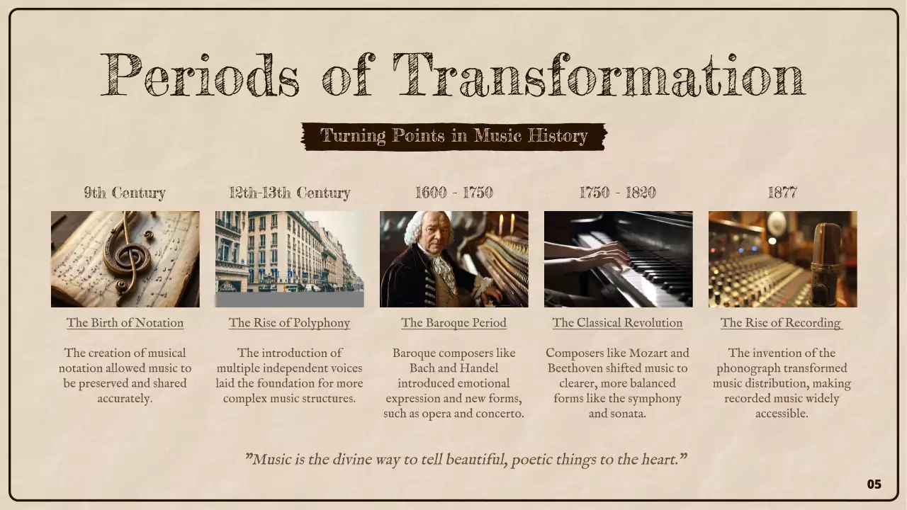 Brown Rustic Music History Presentation