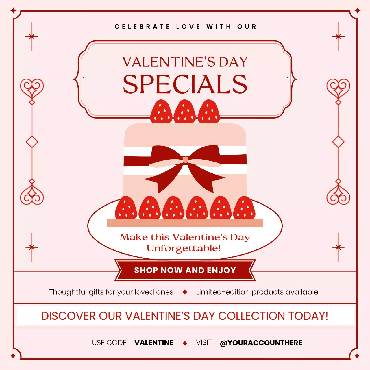 Red Elegant Valentine Promotion Social Media Post