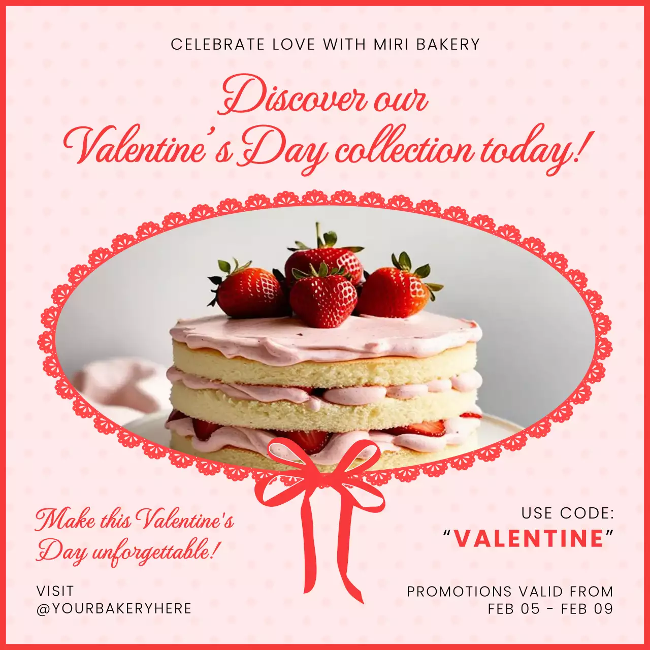 Pink Elegant Bakery Promotion Social Media Post