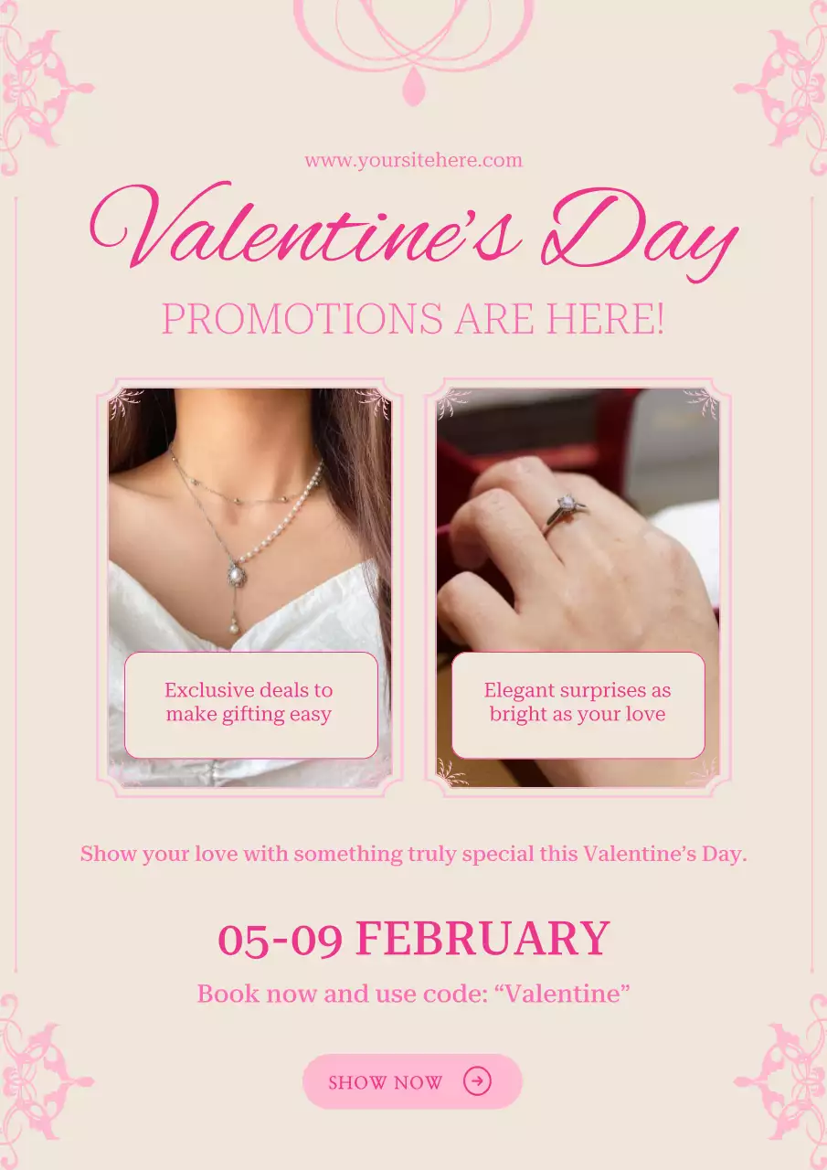 Pink Elegant Valentine's Promotion Poster