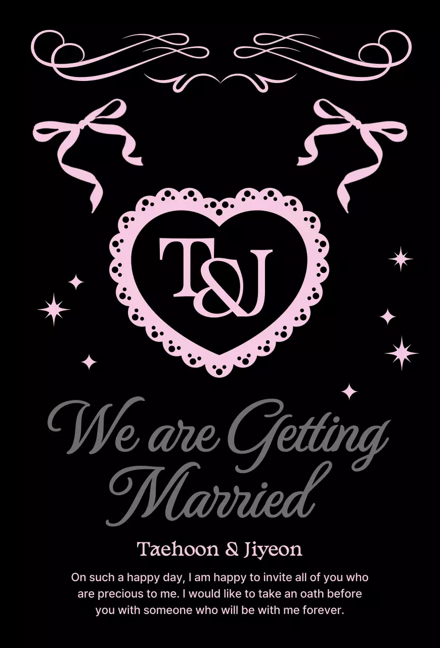 핑크 클래식 결혼 초대장