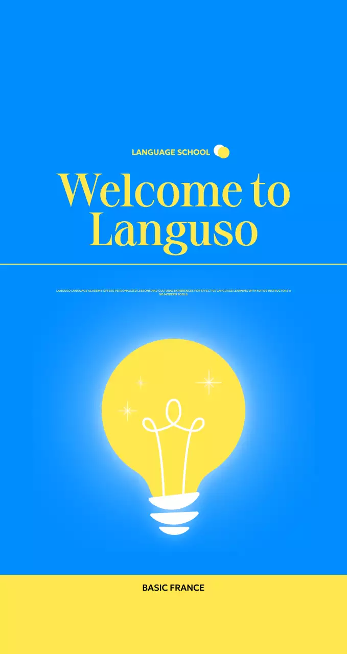 Promote a modern foreign language school with a light bulb illustration