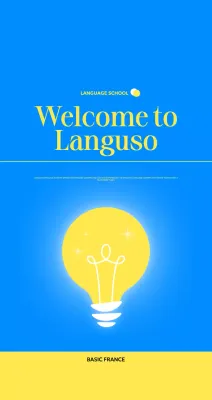 Promote a modern foreign language school with a light bulb illustration