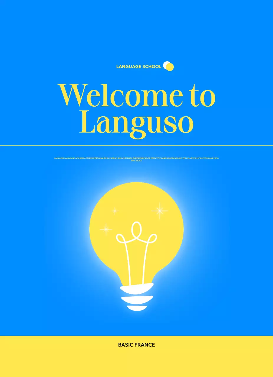 Promote a modern foreign language school with a light bulb illustration