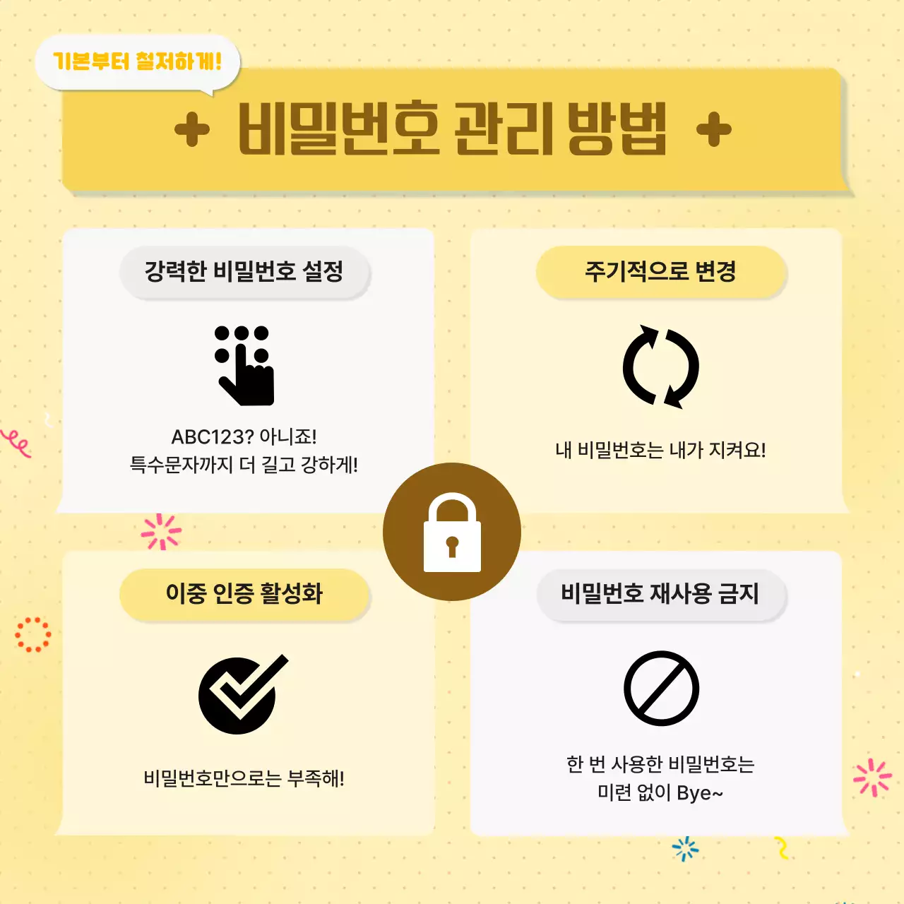 노랑의 깔끔한 회사 보안 수칙 안내