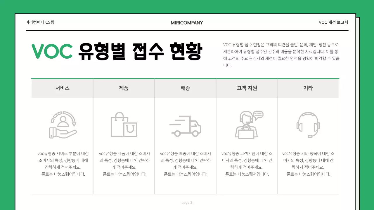 초록 심플 보고서 정보 전달