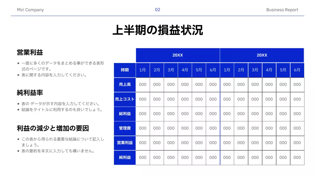 青 モダン ビジネス 報告書 プレゼンテーション