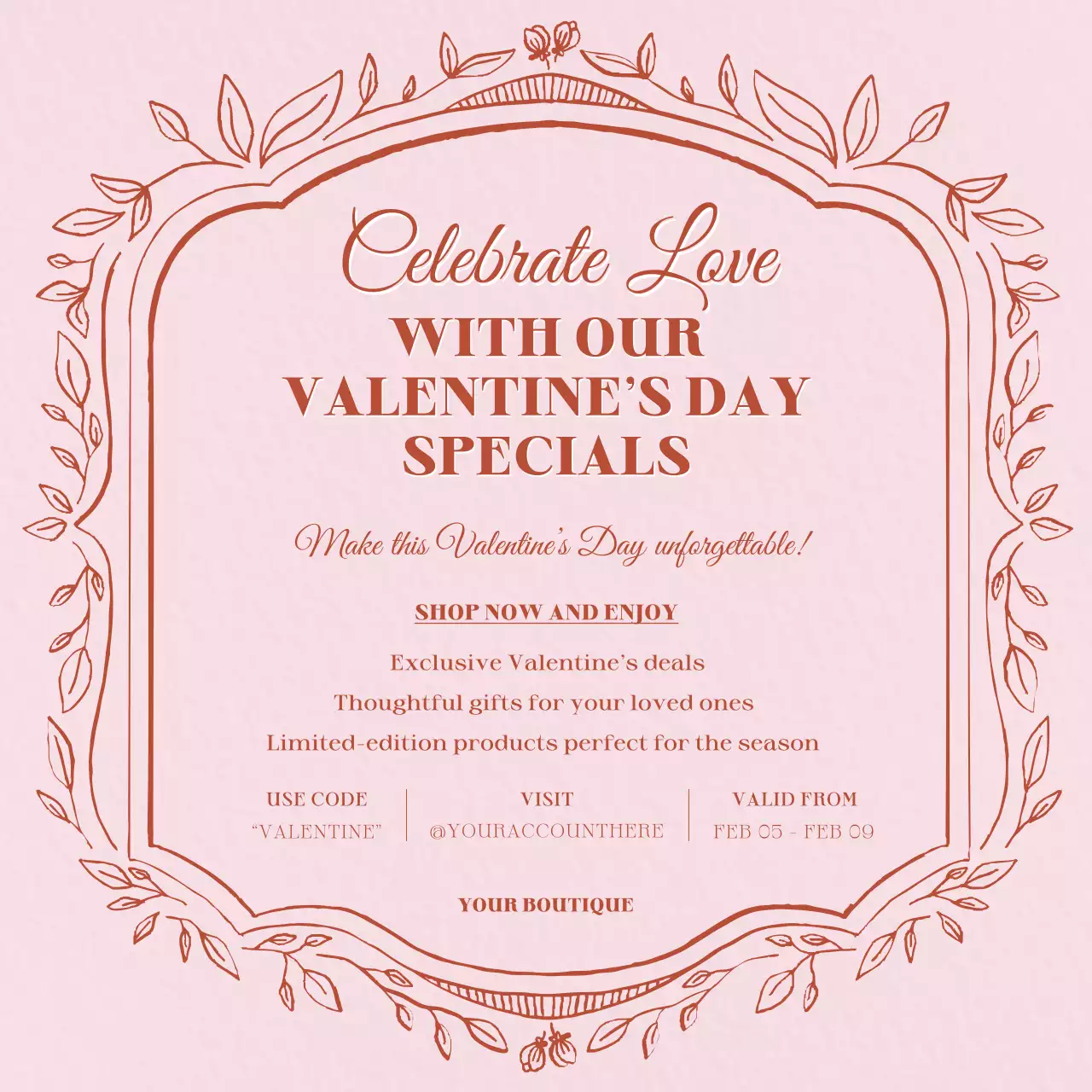 Pink Elegant Valentine's Promotion Social Media Post