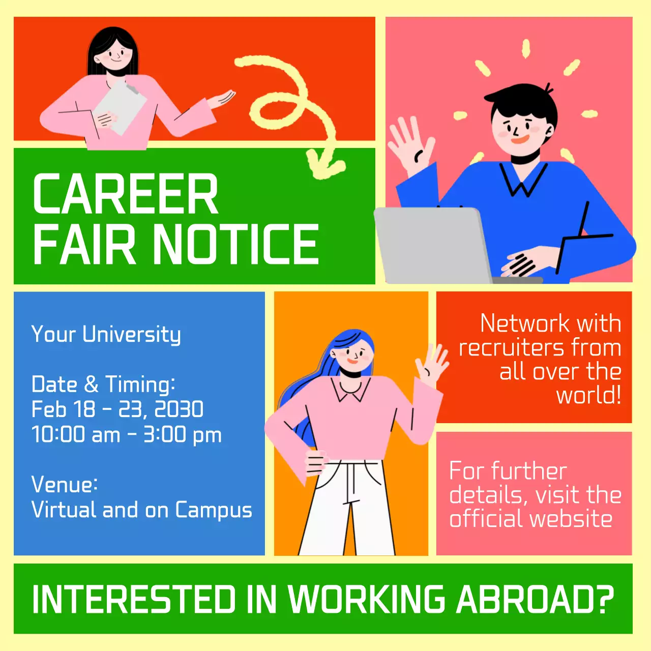 Colorful Modern Career Advertisement Social Media Post