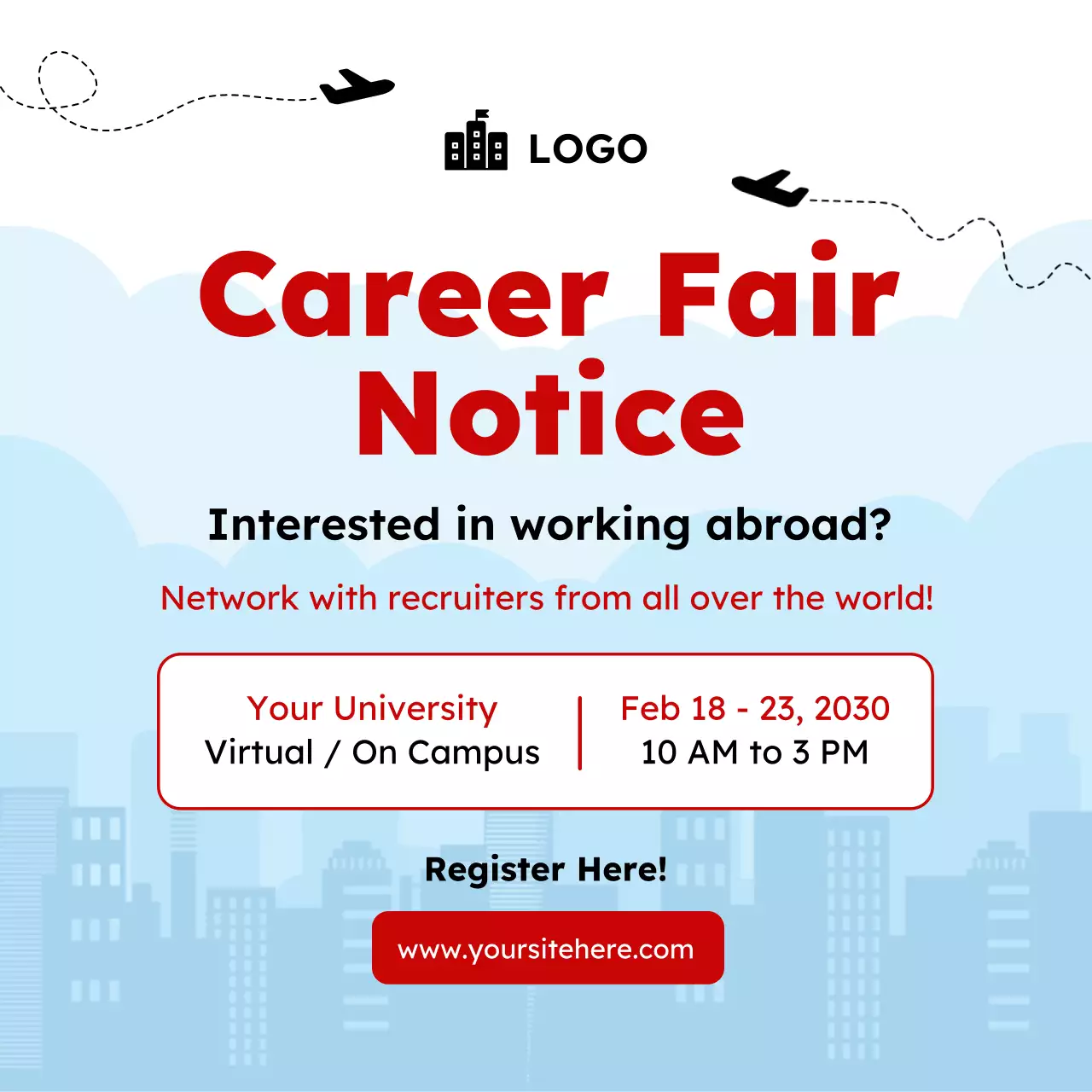 Red Modern Career Advertisement Social Media Post