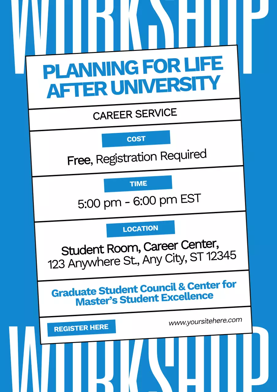 Blue Professional Career Workshop Announcement Poster