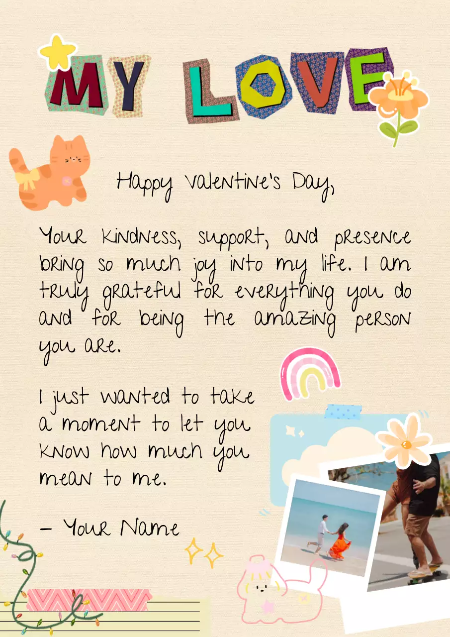 Beige Playful Love Letter Poster