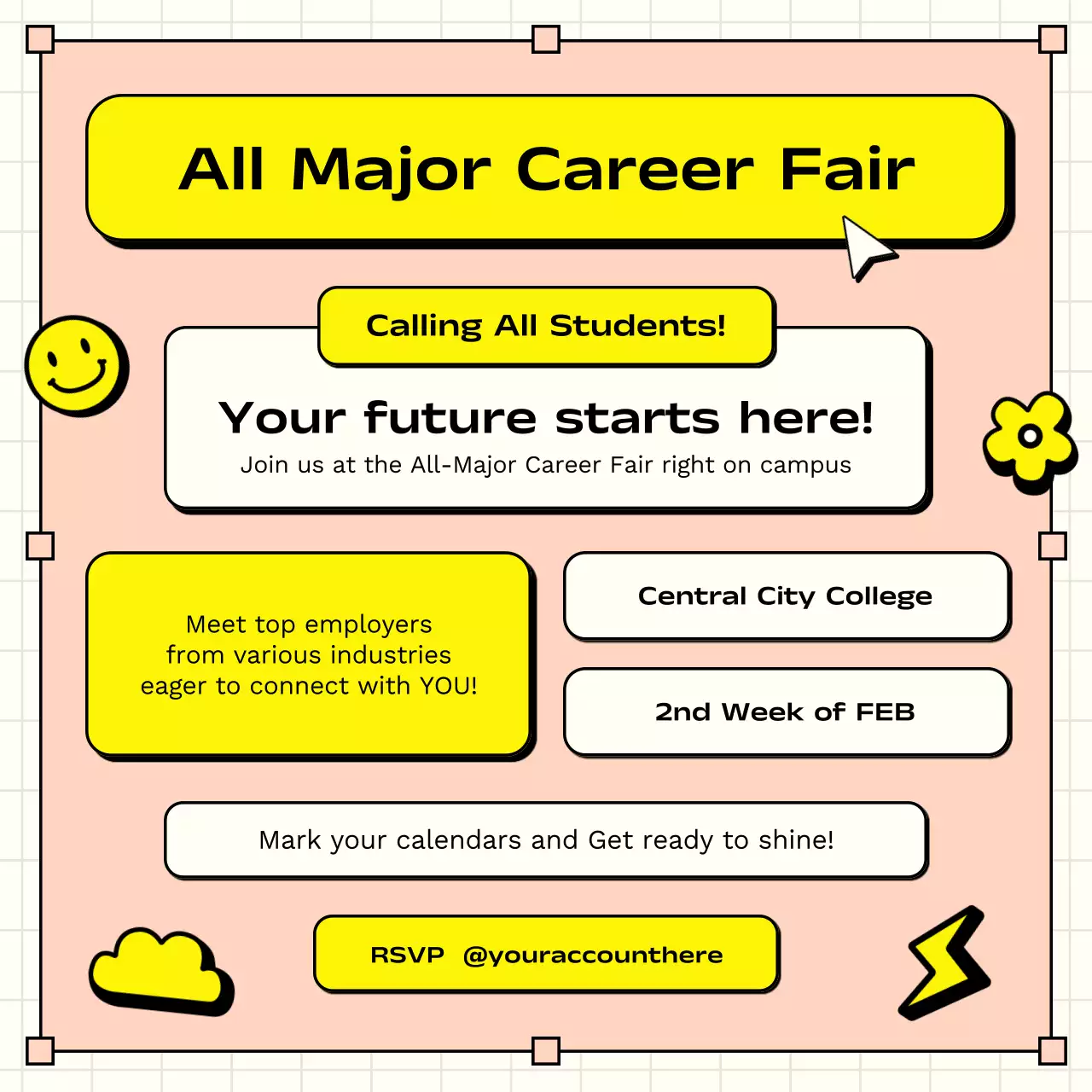 노란색 트렌디 커리어 광고 소셜 미디어 게시물