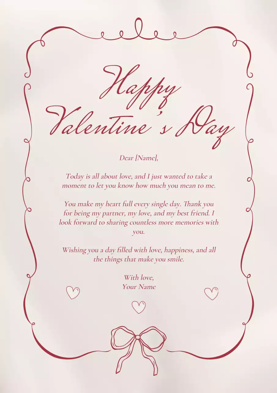 Pink Elegant Valentine's Love Letter Poster