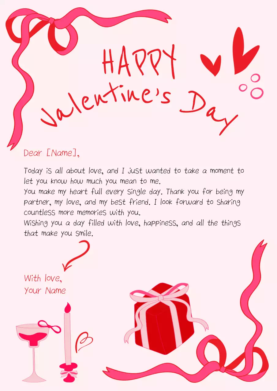 Red Romantic Valentines Love Letter Poster