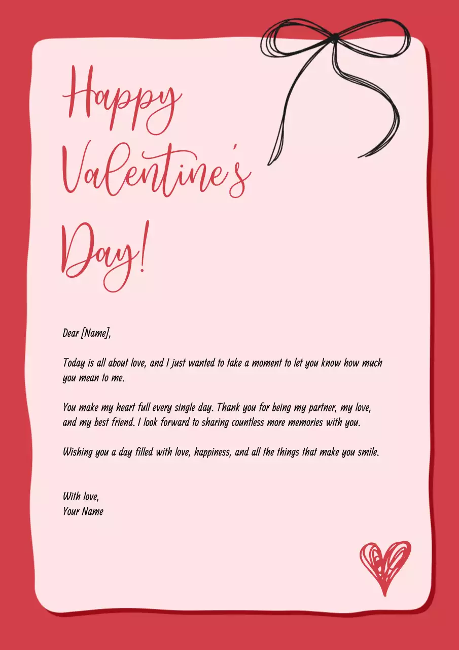 Red Elegant Valentine's Love Letter Poster