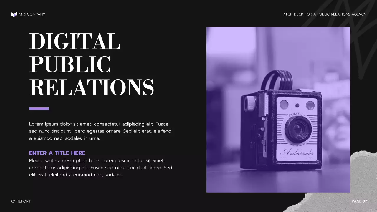 Purple Professional PR Agency Presentation