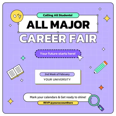 Purple Trendy Career Fair Advertisement Social Media Post