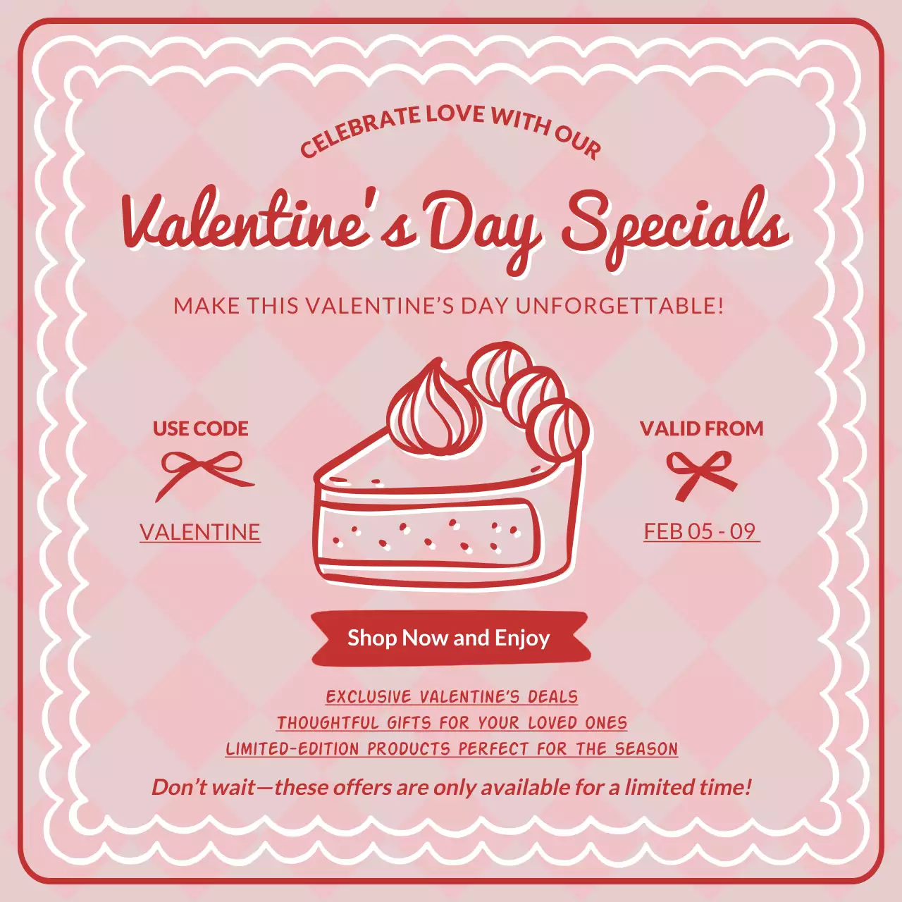 Pink Retro Valentine's Promotion Social Media Post