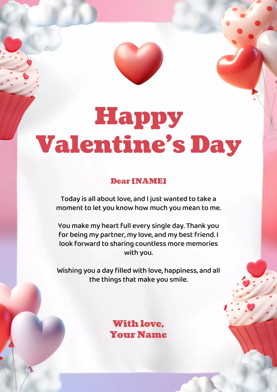 Pink Romantic Valentines Love Letter Poster